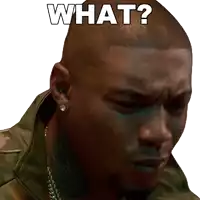 a man 's face is shown with the words what written on his head