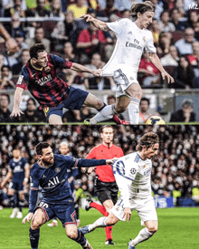 a collage of soccer players with one wearing a fly emirates jersey
