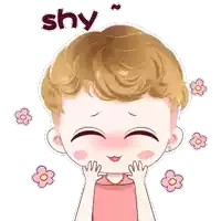 a cartoon drawing of a boy with the word shy above his head