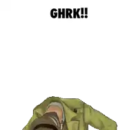 a man in a green coat and hat says ghrk !!