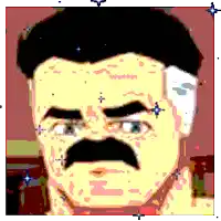 a pixel art of a man with a mustache and a beard
