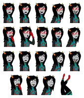 a cartoon of a girl with horns wearing red glasses