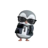 a cartoon penguin wearing sunglasses and a suit and tie