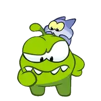 a cartoon character with an angry face and a cat on his back