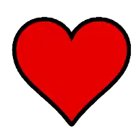 a red heart with a black outline around it