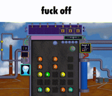 a screenshot of a game that says fuck off on it