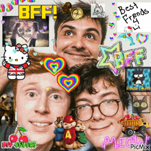 a collage of images with the words bff on the top left