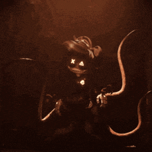 a drawing of a squid with x 's on its eyes