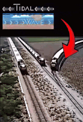a picture of a train with the word tidal on the top