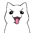 a pixel art drawing of a cat with its tongue out .