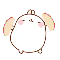 a cartoon of a rabbit holding two tacos in its hands