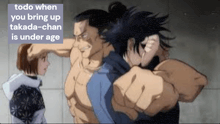 a picture of two anime characters with the caption todo when you bring up takada-chan is under age
