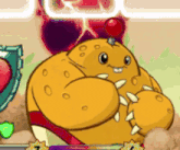 a cartoon character with a red balloon on top of it