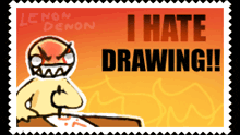 a postage stamp that says " i hate drawing " on it