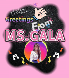 a picture of a girl with the name gala on it