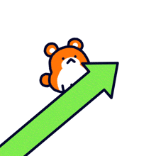 a cartoon of a bear with an arrow pointing upwards
