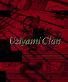 an umbrella with a dragon on it and the words uzyami clan on the bottom