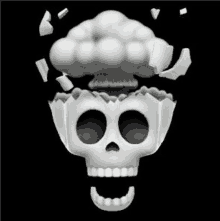 a skull with a bomb coming out of it 's head .