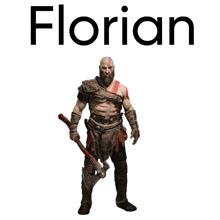 a picture of a man with a beard and the name florian