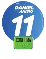 a sticker for daniel vice anisio has a green confirma sign attached to it