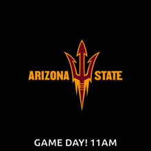arizona state logo on a black background that says game day 11 am
