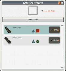 a screenshot of a game called enchantment showing a choose an item button