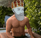 a cartoon of a man with a beard wearing a crown