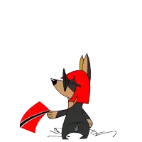 a cartoon dog wearing sunglasses and a red headband