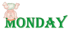 a cartoon of a leprechaun doing a handstand next to the word monday