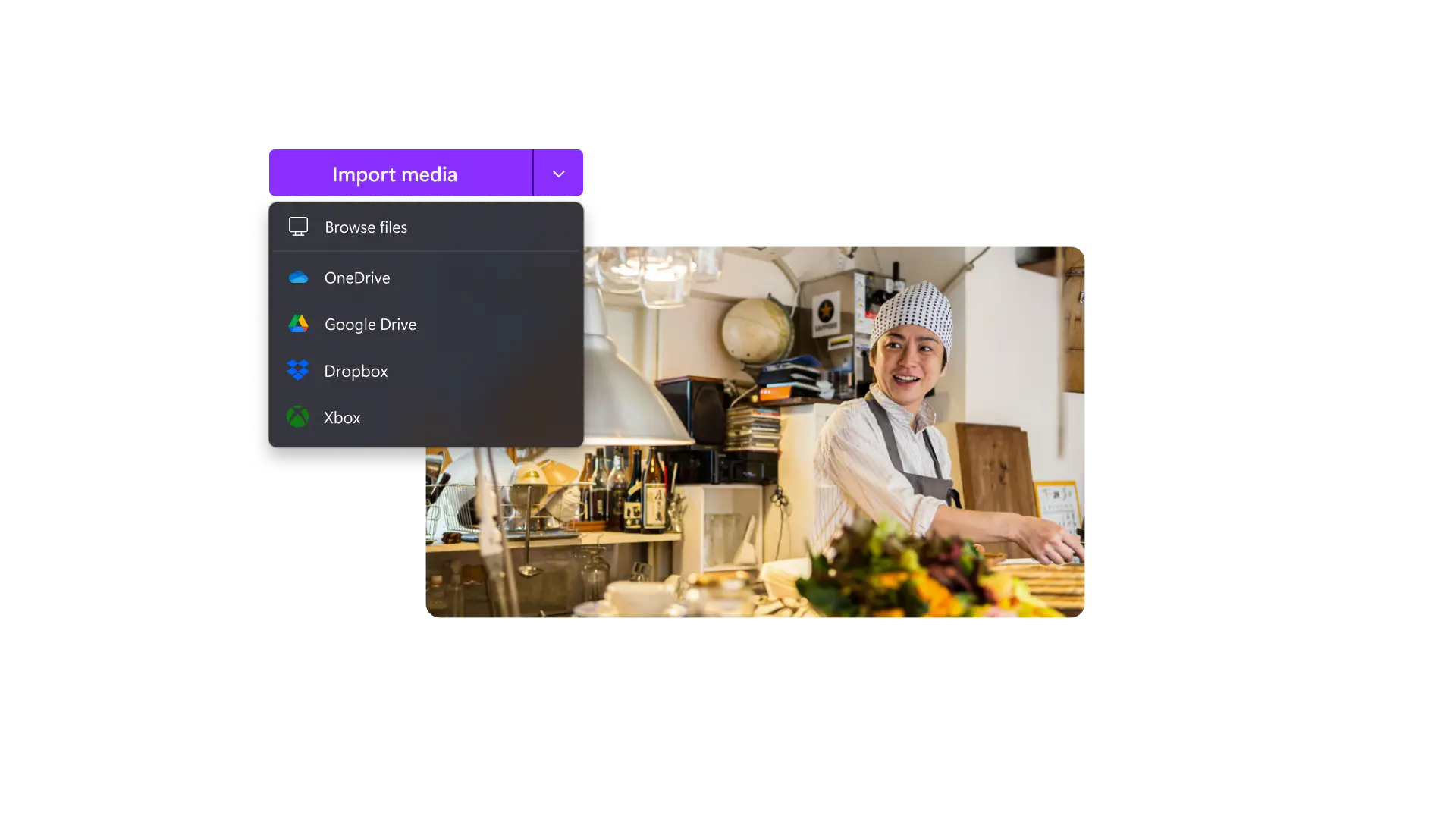 Obraz przedstawiający użytkownika importującego wideo.
