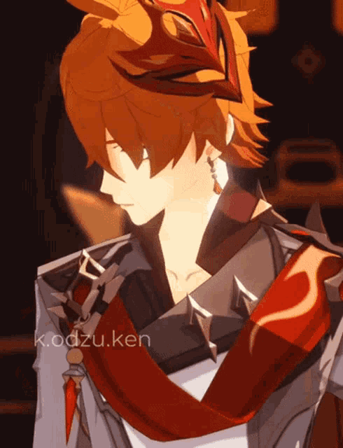 a close up of a person 's face with the words k.odzu.ken written on the bottom