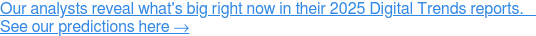 Our analysts reveal what's big right now in their 2025 Digital Trends reports. See our predictions here →
