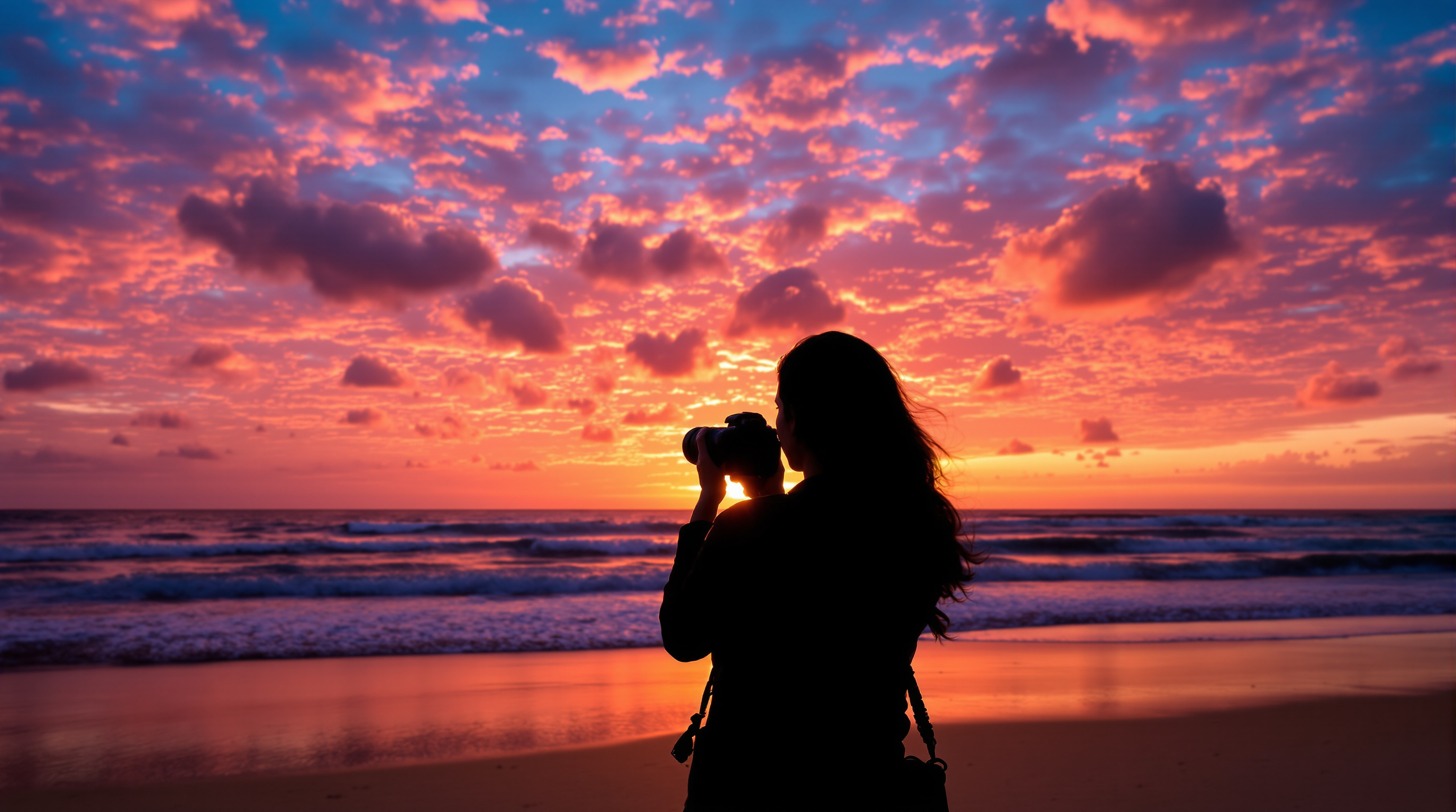 Golden hour beach photography at sunset