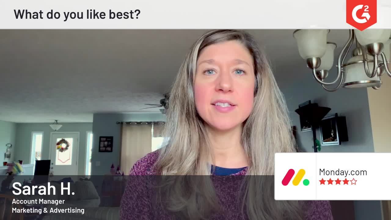 Recensione di monday Work Management da parte di Sarah H.